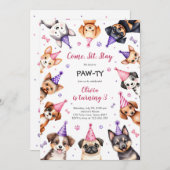 It's Time to Paw-ty Party Animals Kids Birthday 招待状 (正面/裏面)