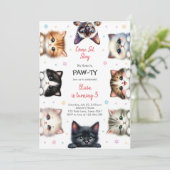 It's Time to Paw-ty Party Animals Kids Birthday 招待状 (スタンド正面)