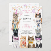 It's Time to Paw-ty Party Animals Kids Birthday 招待状 (正面/裏面)