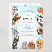 It's Time to Paw-ty Party Animals Kids Birthday 招待状 (正面/裏面)