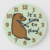 It's Time To Play with Dog Wall Clock ラージ壁時計 (正面)