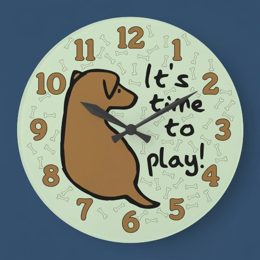 It's Time To Play with Dog Wall Clock ラージ壁時計