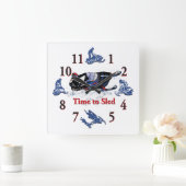 Its Time to Sled - Snowmobile Clock スクエア壁時計 (ホーム)