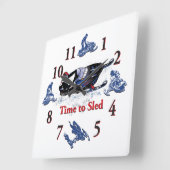 Its Time to Sled - Snowmobile Clock スクエア壁時計 (傾斜)