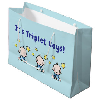 It's Triplet Boys!, Triplet Babies Gift Wrap, ラージペーパーバッグ