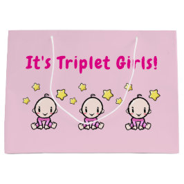 It's Triplet Girls!, Triplet Babies Gift Wrap, ラージペーパーバッグ