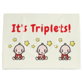 It's Triplets!, Triplet Babies Gift Wrap, Neutral ラージペーパーバッグ (正面)