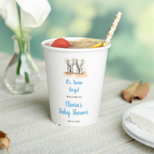It's twin Boys Baby Shower Paper Cup 紙コップ (インサイチュ)