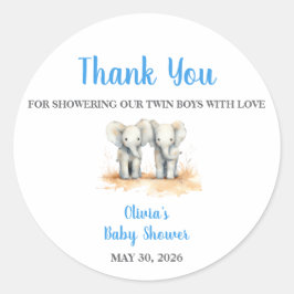 It's twin Boys Baby Shower Stickers ラウンドシール