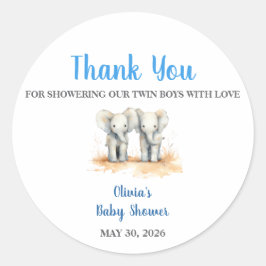 It's twin Boys Baby Shower Stickers ラウンドシール