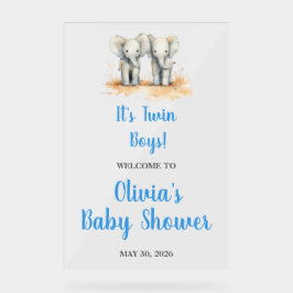 It's Twin Boys Baby Shower Welcome Acrl Acrylic Si アクリルサイン