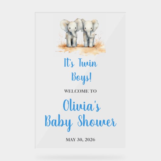 It's Twin Boys Baby Shower Welcome Acrl Acrylic Si アクリルサイン (正面)