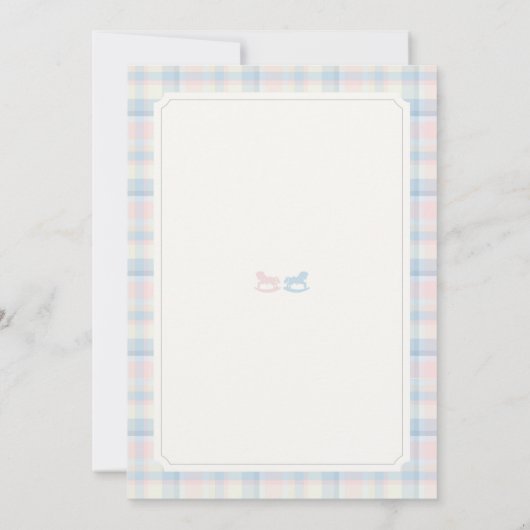 Its Twins Pastel Plaid Teddy Bear Baby Shower 招待状 (裏面)