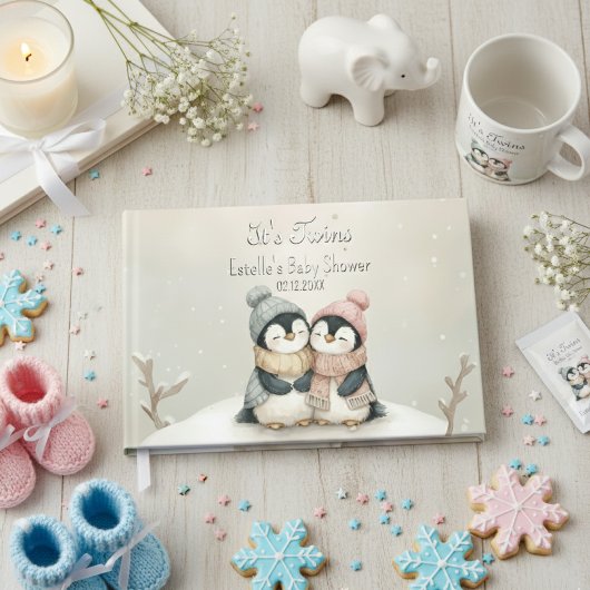 Its Twins Winter Wonderland Penguin Baby Shower  ゲストブック