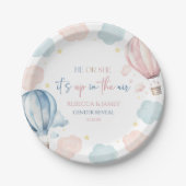 It's Up In The Air Hot Air Balloon Gender Reveal ペーパープレート (正面)