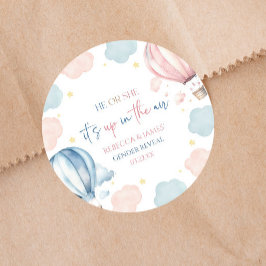 It's Up In The Air Hot Air Balloon Gender Reveal ラウンドシール