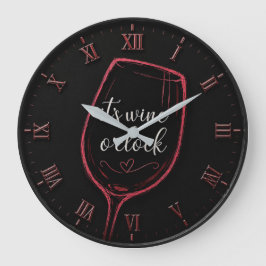It's Wine O'Clock Modern Minimalist ラージ壁時計