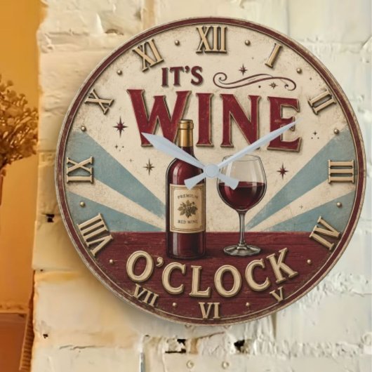 It's Wine O'Clock Rustic Home Bar ラージ壁時計