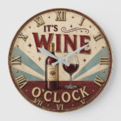 It's Wine O'Clock Rustic Home Bar ラージ壁時計 (正面)