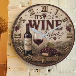 It's Wine O'Clock Vintage Vineyard ラージ壁時計
