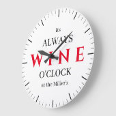 It's Wine O'Clock Wall Clock | Funny Wine Bar  ラージ壁時計 (傾斜)