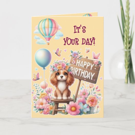 It's your day! Happy Birthday Cute Puppy カード (正面)