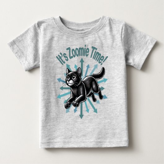 It's Zoomie Time Black Cat ベビーTシャツ (正面)