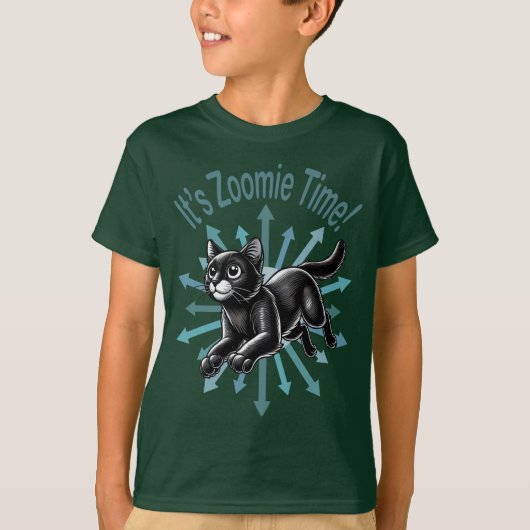 It's Zoomie Time Black Cat Tシャツ (正面)