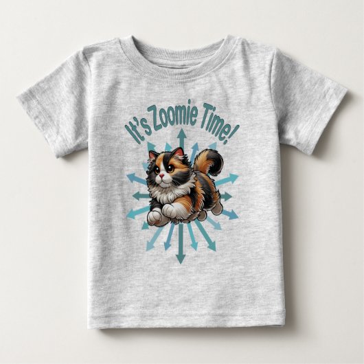 It's Zoomie Time Calico Cat ベビーTシャツ (正面)