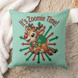 "It's Zoomie Time! Christmas Reindeer クッション