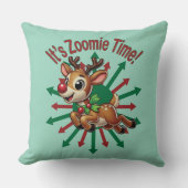 "It's Zoomie Time! Christmas Reindeer クッション (正面)