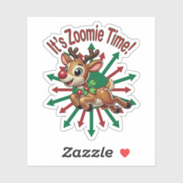 "It's Zoomie Time! Christmas Reindeer シール