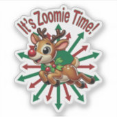 "It's Zoomie Time! Christmas Reindeer シール (正面)