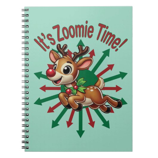 "It's Zoomie Time! Christmas Reindeer ノートブック (正面)