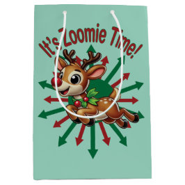 "It's Zoomie Time! Christmas Reindeer ミディアムペーパーバッグ