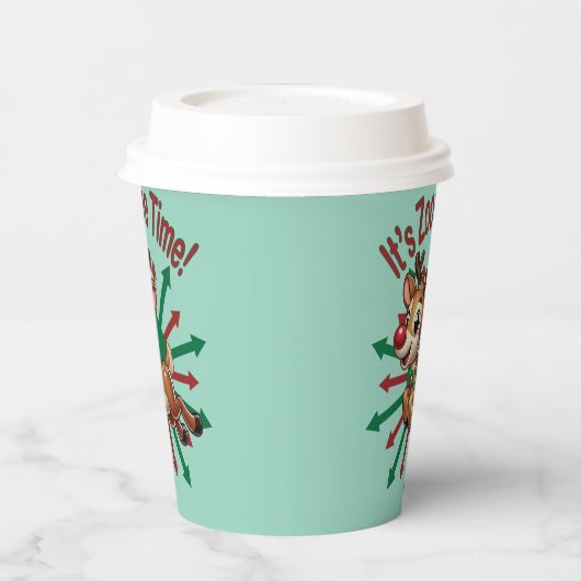 "It's Zoomie Time! Christmas Reindeer 紙コップ (左)