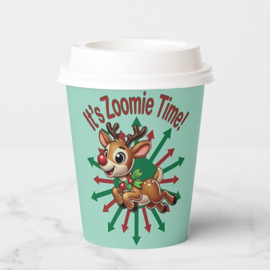 "It's Zoomie Time! Christmas Reindeer 紙コップ (裏面)