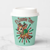 "It's Zoomie Time! Christmas Reindeer 紙コップ (正面)