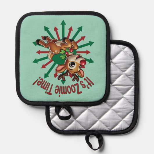 "It's Zoomie Time! Christmas Reindeer 鍋敷き (正面/裏面)