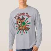 "It's Zoomie Time! Christmas Reindeer Tシャツ (正面)