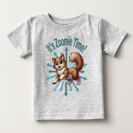It's Zoomie Time Cute Brown & White Cat ベビーTシャツ (正面)