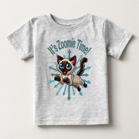 It's Zoomie Time Siamese Cat ベビーTシャツ (正面)