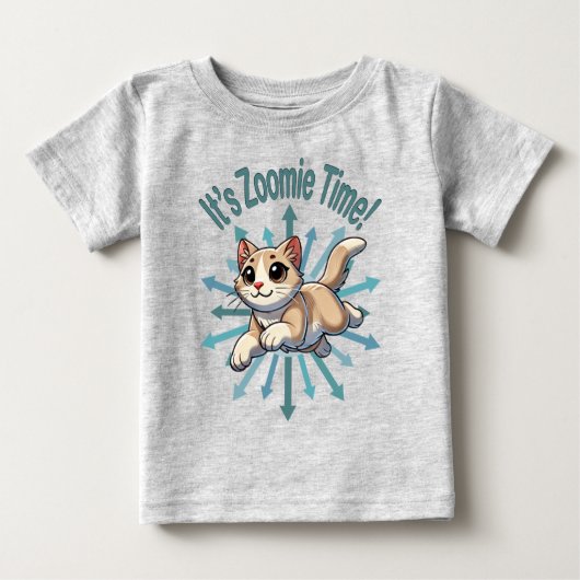 It's Zoomie Time Tan Bicolor Cat ベビーTシャツ (正面)