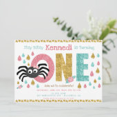 Itsy Bitsy Spider First Birthday Girl 招待状 (スタンド正面)