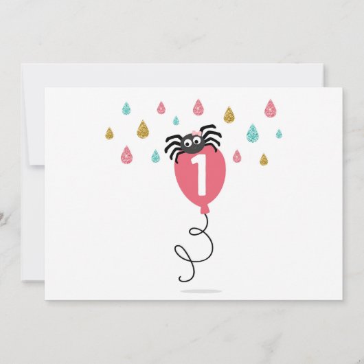 Itsy Bitsy Spider First Birthday Girl 招待状 (裏面)