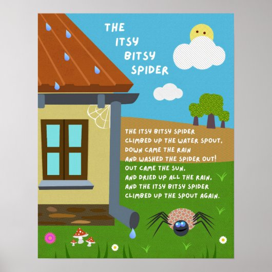 Itsy Bitsy Spider Nursery Rhyme Classroom Poster ポスター (正面)