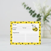 Itty Bitty Ladybug Yellowレシピカード ポストカード (スタンド正面)