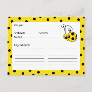 Itty Bitty Ladybug Yellowレシピカード ポストカード