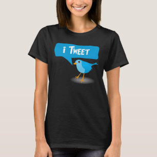 iTweetのかわいく青いTwitterの鳥の女性Tシャツ Tシャツ