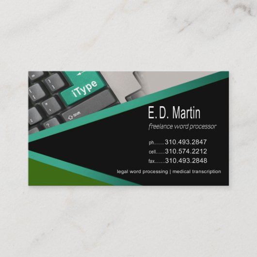 iType -ワードプロセシングの巧妙なフリーランサー 名刺 (正面)